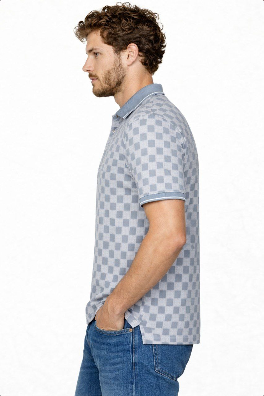 Blue Checker Polo T-Shirt
