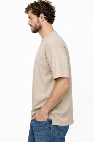 Beige Oversized Polycotton T-Shirt