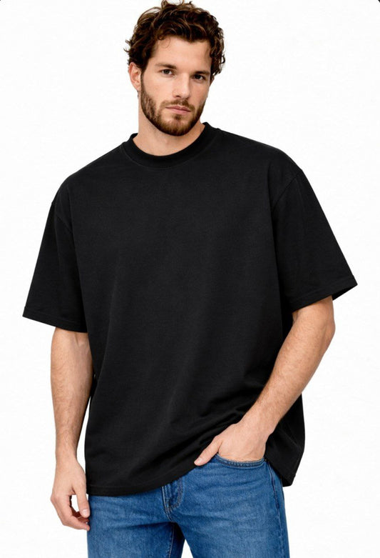 Black Oversized Polycotton T-Shirt