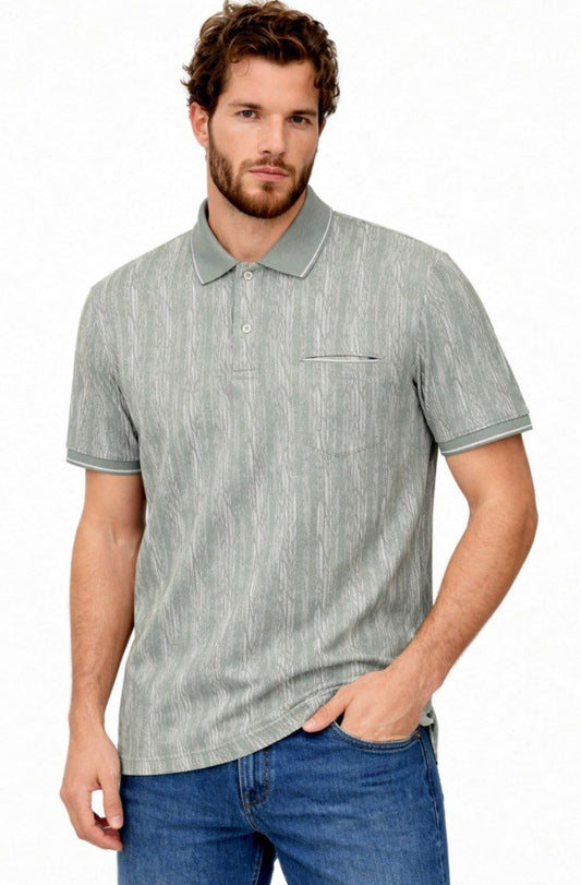Sage Abstract Pattern Polo T-Shirt