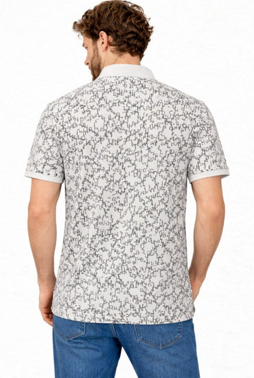 Grey Puzzle Pattern Polo T-Shirt
