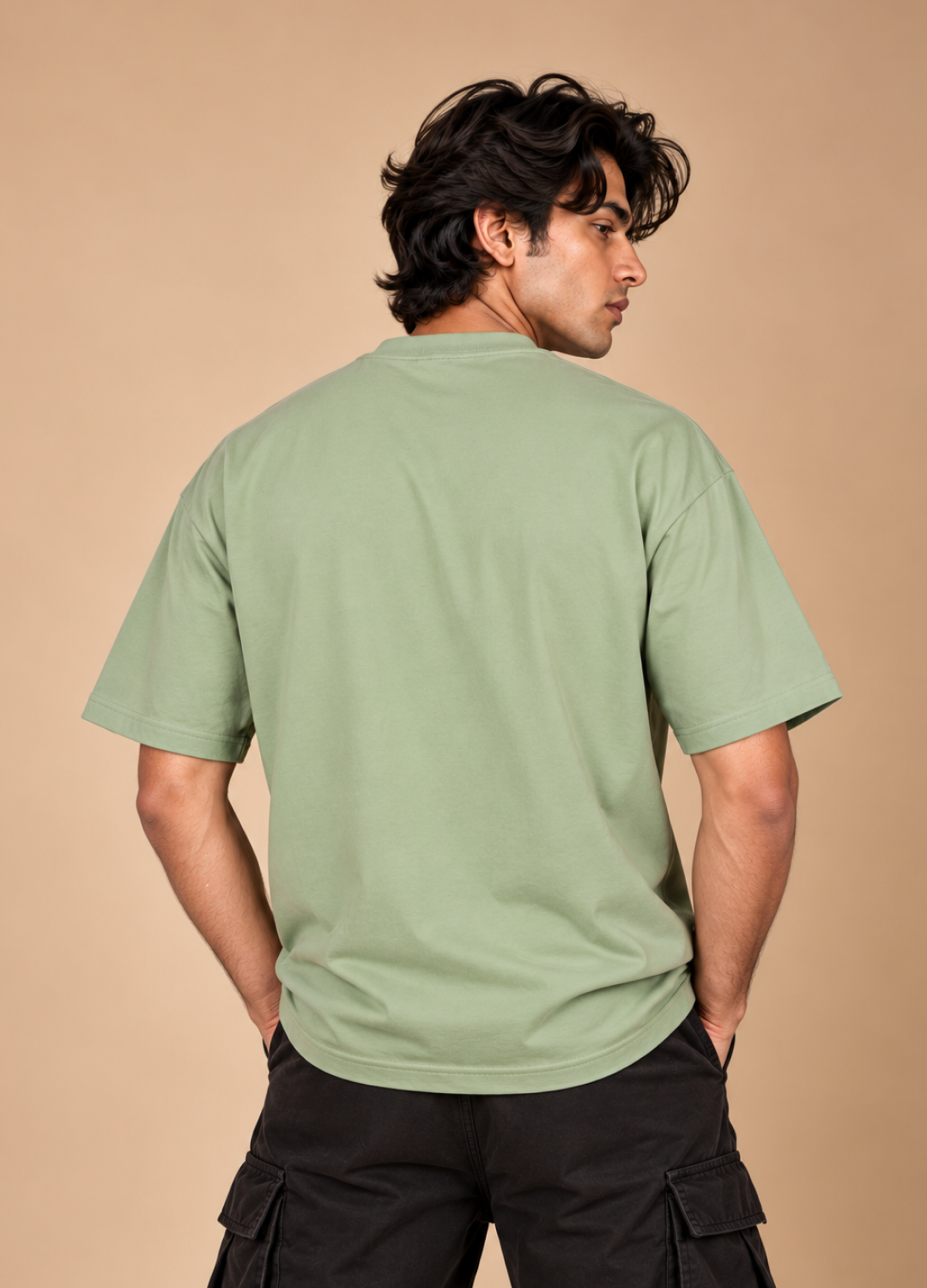 Motorcycle Dad Green Printed Oversized T-Shirt