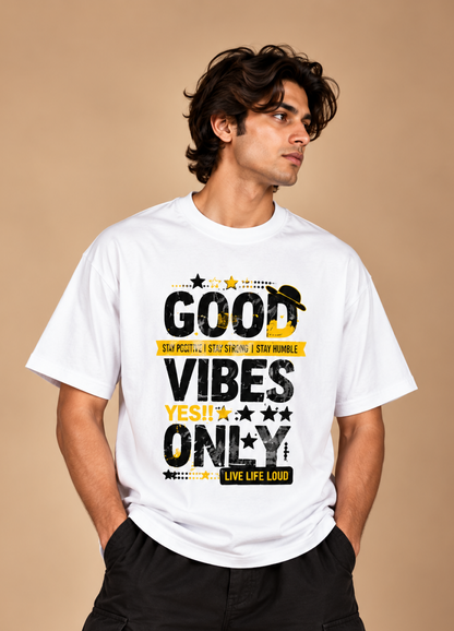 Good Vibes Only Printed Oversized T-Shirt