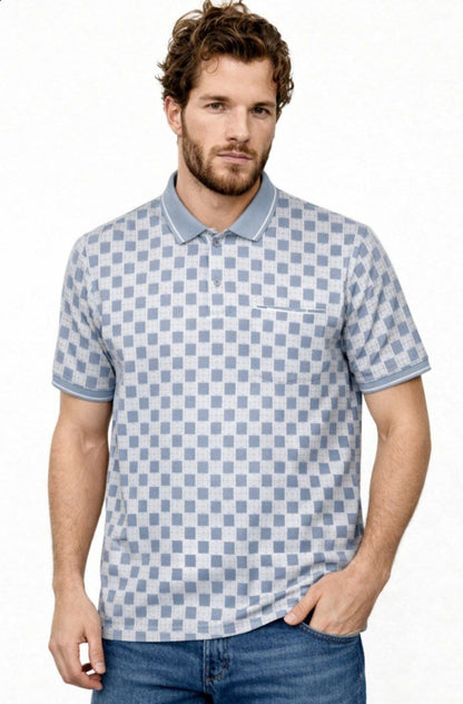 Blue Checker Polo T-Shirt