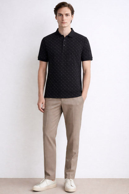Black Dot Printed Polo T-Shirt