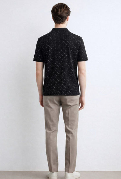 Black Dot Printed Polo T-Shirt