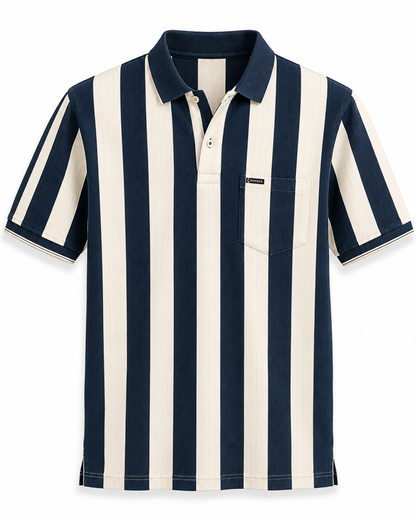 Black & White Vertical Polo T-Shirt