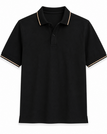 Solid Black Technical Polo T-Shirt